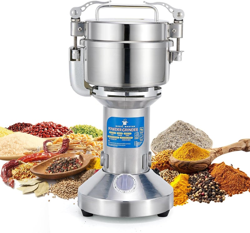 MAGIC MASTER 300g Grain Mill Grinder Electric,High Speed 1500W Commercial Safety Stainless Steel Dry Spice Grinder Machine For Flour Wheat Nut Corn Rice Pepper Herbs Coffee Beans,Upright,110V - Image 1
